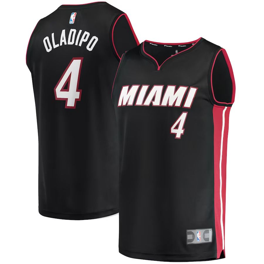 Men Miami Heat #4 Victor Oladipo Fanatics Branded Black Fast Break Road Replica NBA Jersey->miami heat->NBA Jersey
